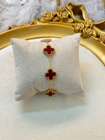 Red flower bracelet 089