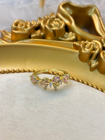 Cristal pink Bow Ring