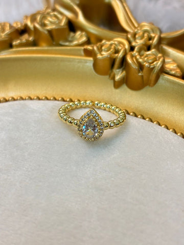 White stone drop Ring