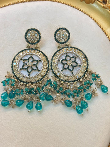 Green statement earings 106