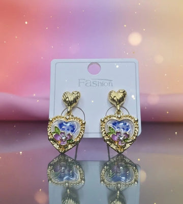 Floral heart earings