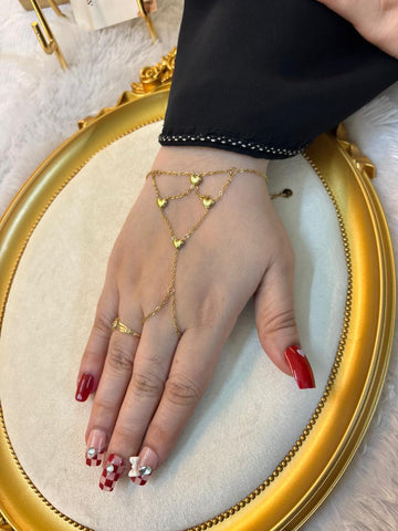 Layered heart hand chain