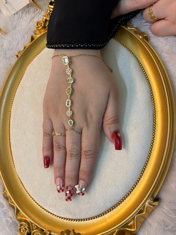 White stone hand chain
