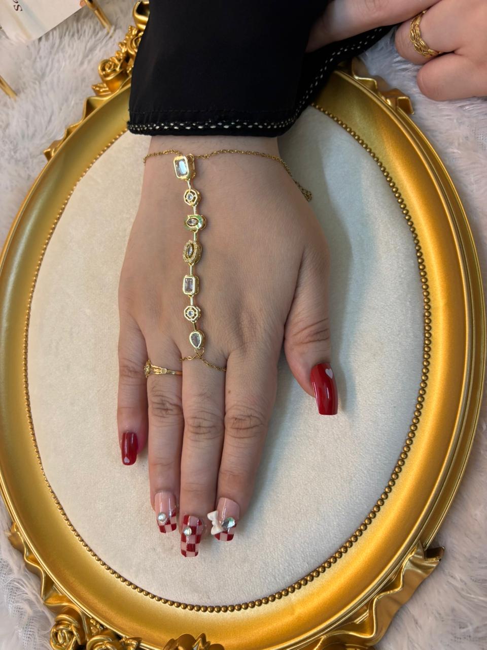 White stone hand chain
